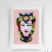 Blush Roze Siciliaanse Vrouw Moor Hoofd Print