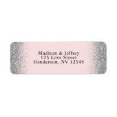 Blush roze & Silver Glitter Return Address Etiket (Voorkant)
