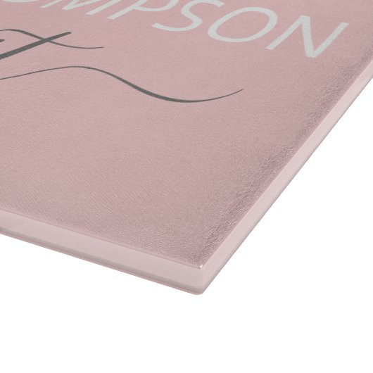 Blush Roze Simple Script Girly Monogram Name Snijplank (Hoek)