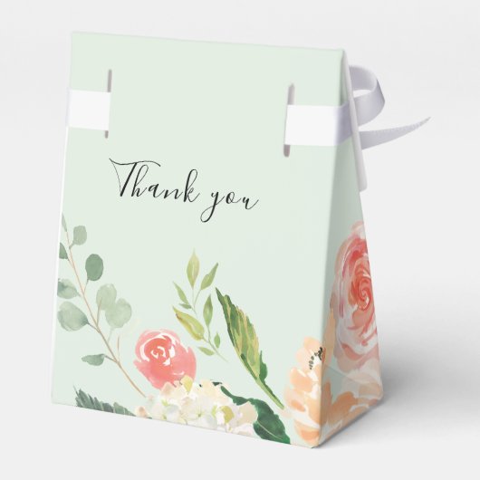 Blush Roze sinaasappel bloemenbruiloft waterverf Bedankdoosjes (Achterkant)