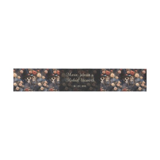 Blush Roze Skeletten  Invitation Belly Band Uitnodigingen Wikkel (Vlak)