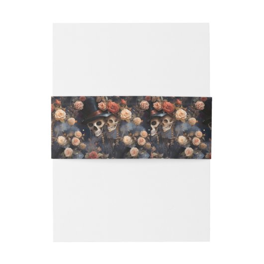 Blush Roze Skeletten  Invitation Belly Band Uitnodigingen Wikkel (Achterkant Voorbeeld)