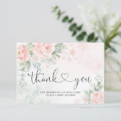 Blush roze sneeuwvlokken bedankt kaart (Staand voorkant)