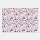 Blush Roze Snowscapes Kerst Wrapping Papier Set Inpakpapier Vel (Voorkant)