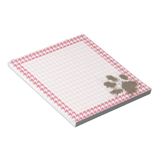 Blush Roze sound-and-and; Paw Print Notitieblok (Schuin)