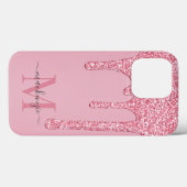 Blush roze sparkle Glam Glitter Drift Monogram Case-Mate iPhone Case (Achterkant (horizontaal))