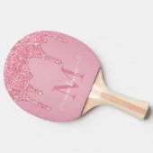 Blush roze sparkle Glam Glitter Drift Monogram Tafeltennisbatje (Zijkant)