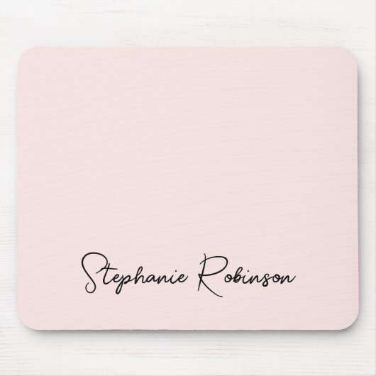 Blush Roze Stijlvol Script Gepersonaliseerd Monogr Muismat (Voorkant)