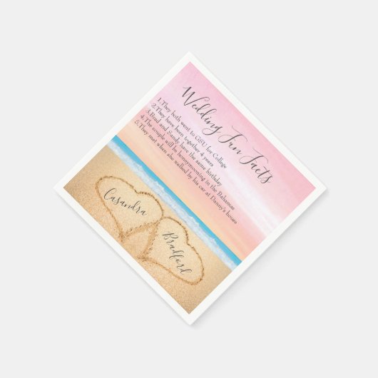 Blush Roze Strand Bruiloft 2 Harten Zand Leuke Fei Servet (Hoek)