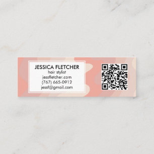 Blush roze strepen Minimale QR-code Vet Mini Visitekaartje