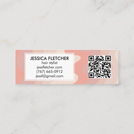 Blush roze strepen Minimale QR-code Vet Mini Visitekaartje (Achterkant)