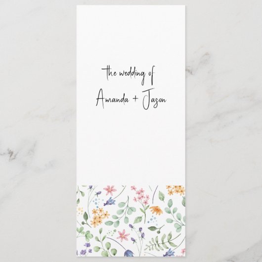 Blush roze strik en bloemen Menukaart aangepaste n (Achterkant)