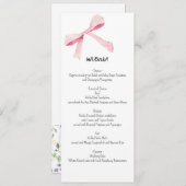 Blush roze strik en bloemen Menukaart aangepaste n (Voorkant / Achterkant)