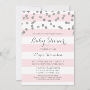 Blush roze stripes Confetti Baby shower Kaart
