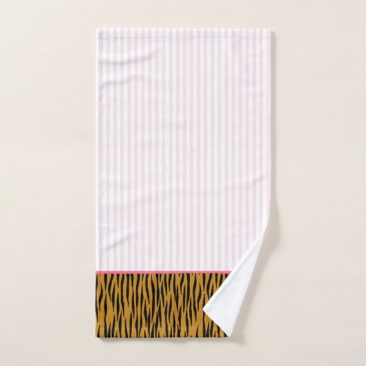 Blush roze stripes en vingerafdruk bad handdoek (Handdoek)