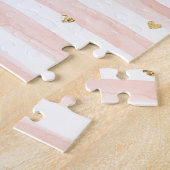 Blush roze stripes Gold Hearts Legpuzzel (Zijkant)