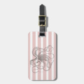 Blush roze stripes Nautical Octopus Bagagelabel (Voorkant verticaal)