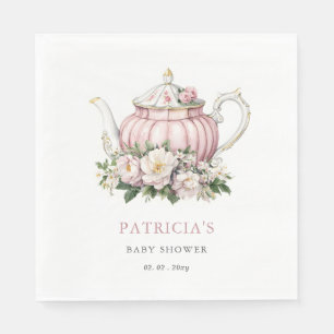 Blush Roze Tea Party Meisje Baby shower Servet