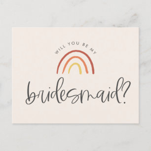 Blush Roze Terracotta Rainbow Bridesmaid Voorstel Uitnodiging Briefkaart