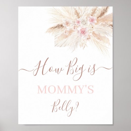 Blush roze Tropisch Hoe groot is het bord van mama Poster (Voorkant)
