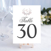 Blush Roze Trouwtafel Nummer Monogram Motief Kaart