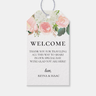 Blush Roze Tuin Bloemen Bruiloft Welkomsttas Cadeaulabel