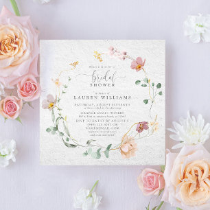 Blush Roze tuinbloemen Vrijgezellenfeest Kaart