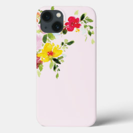 Blush roze tuintuin waterverf iPhone 13 hoesje
