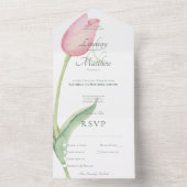 Blush roze tulp solo modern diner all in one uitnodiging (Binnen)