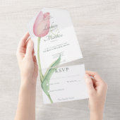 Blush roze tulp solo modern geen diner all in one uitnodiging (Afscheurbaar)