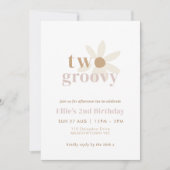 Blush roze "Two Groovy" Boho Daisy 2e verjaardag Kaart (Voorkant)