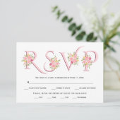 Blush roze typografie en roze rozen RSVP-kaart RSVP Kaartje (Staand voorkant)