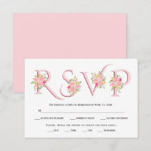 Blush roze typografie en roze rozen RSVP-kaart RSVP Kaartje (Voorkant / Achterkant)