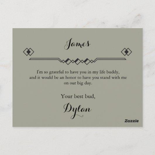 Blush Roze usty Sage Best Man Request Kaart (Achterkant)
