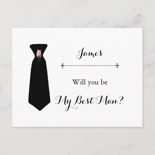 Blush Roze usty Sage Best Man Request Kaart (Voorkant)