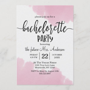 Blush roze verf Bachelorette Party uitnodiging