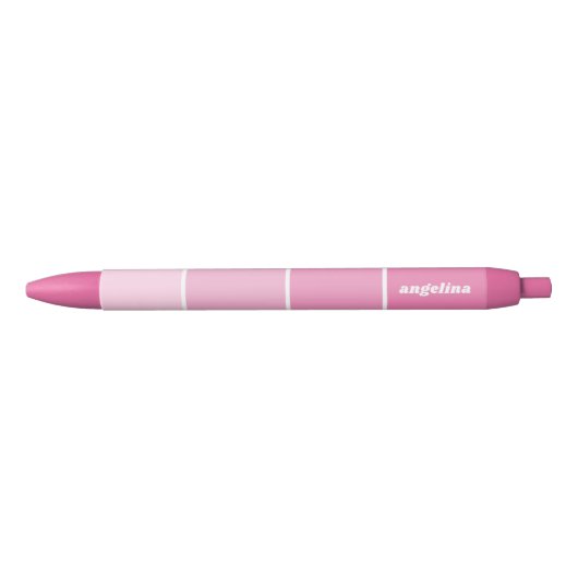 Blush Roze verfchips met aangepaste naam Zwarte Inkt Pen (Voorkant)