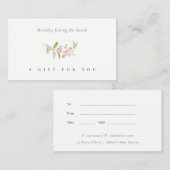 Blush roze vertakkingscertificaat visitekaartje (Voorkant / Achterkant)