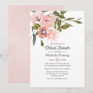 Blush Roze Virtual Baby of Vrijgezellenfeest Kaart