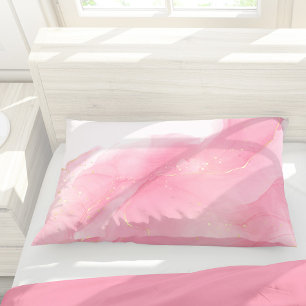 Blush roze, vloeibaar marmer Abstract patroon Kussensloop