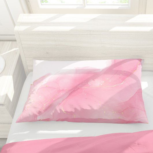 Blush roze, vloeibaar marmer Abstract patroon Kussensloop
