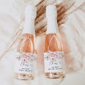 Blush roze vrijgezellenfeest met flacon sparkling wijnetiket