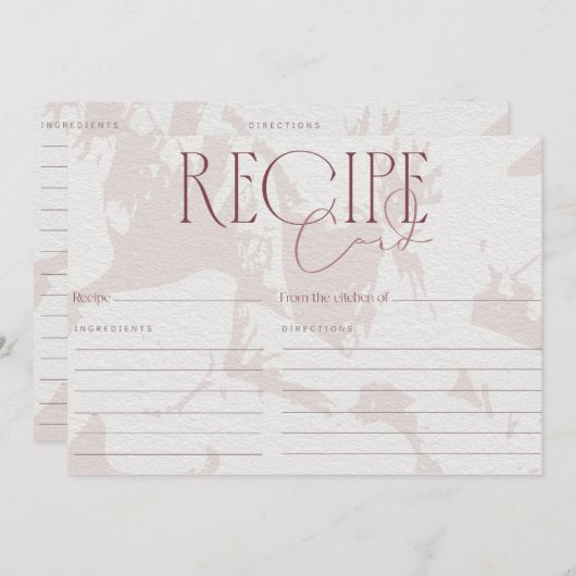 Blush Roze Vrijgezellenfeest Recipkaart Kaart (Voorkant / Achterkant)