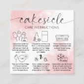 Blush Roze Waterbrush Caesicles Bakkerij Verzorgin Vierkante Visitekaartje (Voorkant)