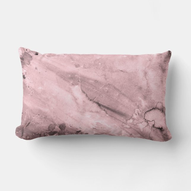 Blush Roze Waterverf Abstract Kussen (Voorkant)