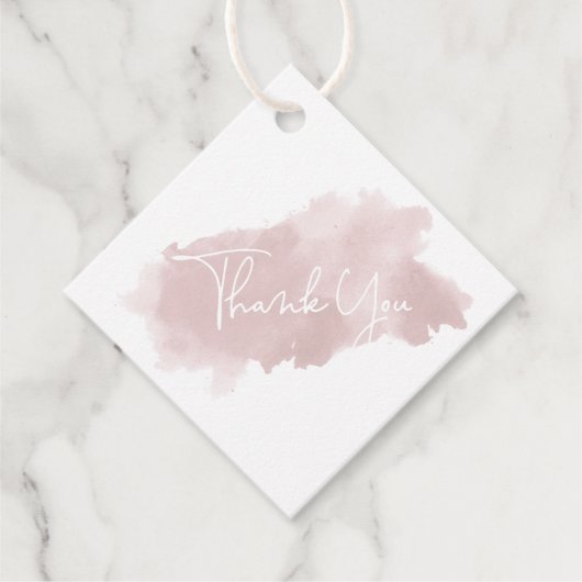 Blush roze Waterverf Baby shower Dank u Bedankjes Labels (Voorkant)