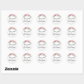 Blush Roze Waterverf Bloemen Bruiloft Envelope Sea Ronde Sticker (Vel)