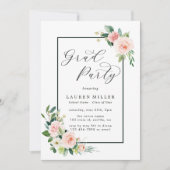 Blush roze Waterverf Bloom Graduation Party Kaart (Voorkant)