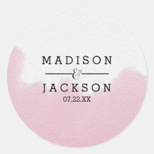 Blush roze Waterverf borstel streken bruiloft Ronde Sticker