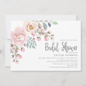 Blush Roze Waterverf Bridal Shower Uitnodiging (Voorkant)